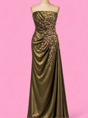 Stephen Yearick Hand-Beaded Silk Evening Gown 100% Silk Fairycore Whimsigoth-6